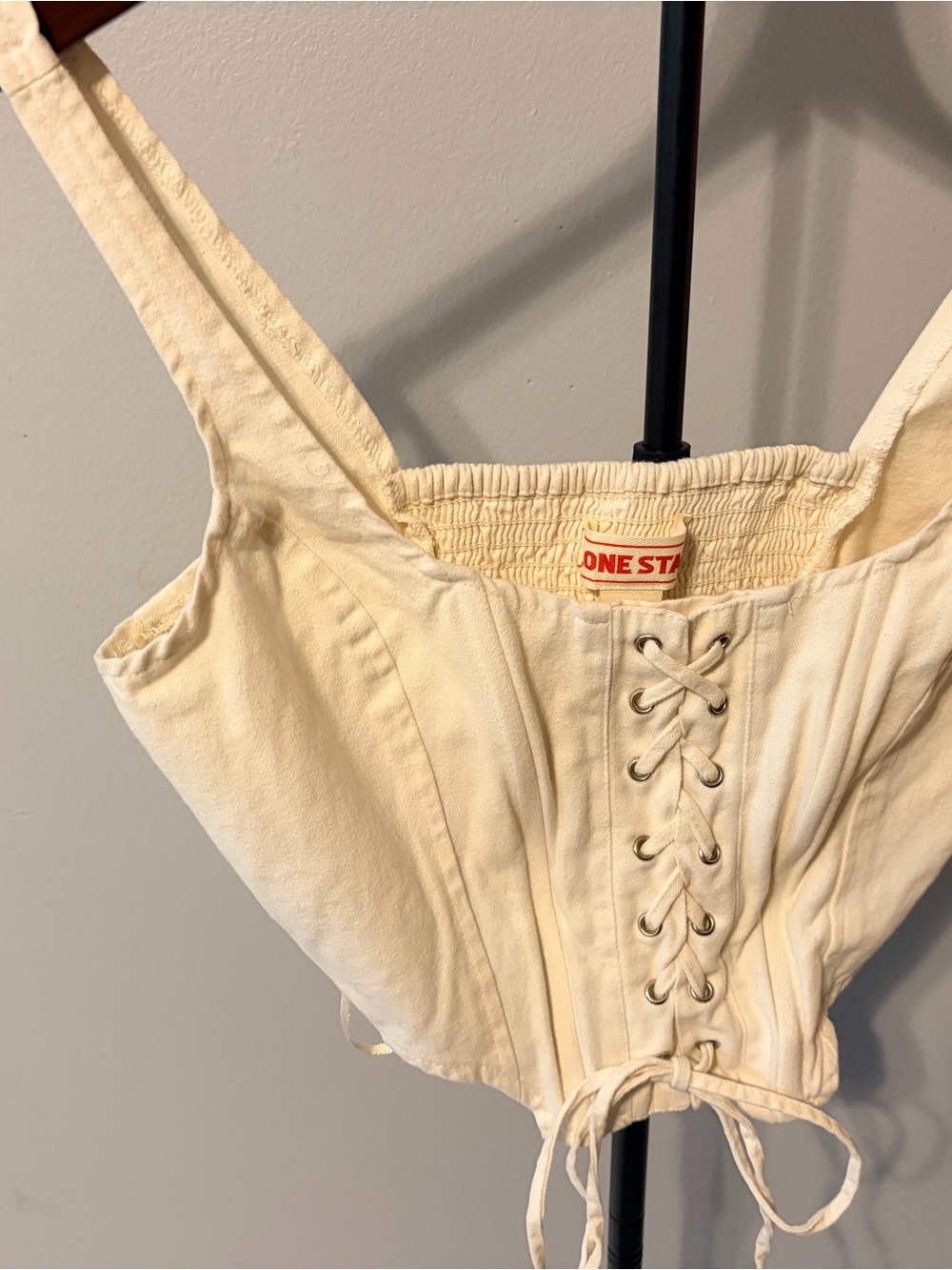 One Star Cream Lace-Up Corset Top
